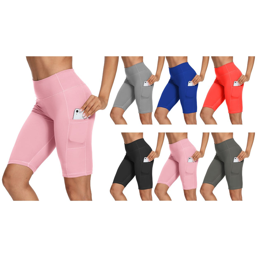 2-Pack Womens Comfortable Athletic Ultra-Soft High-Waist Stretchy Biker Shorts Image 4