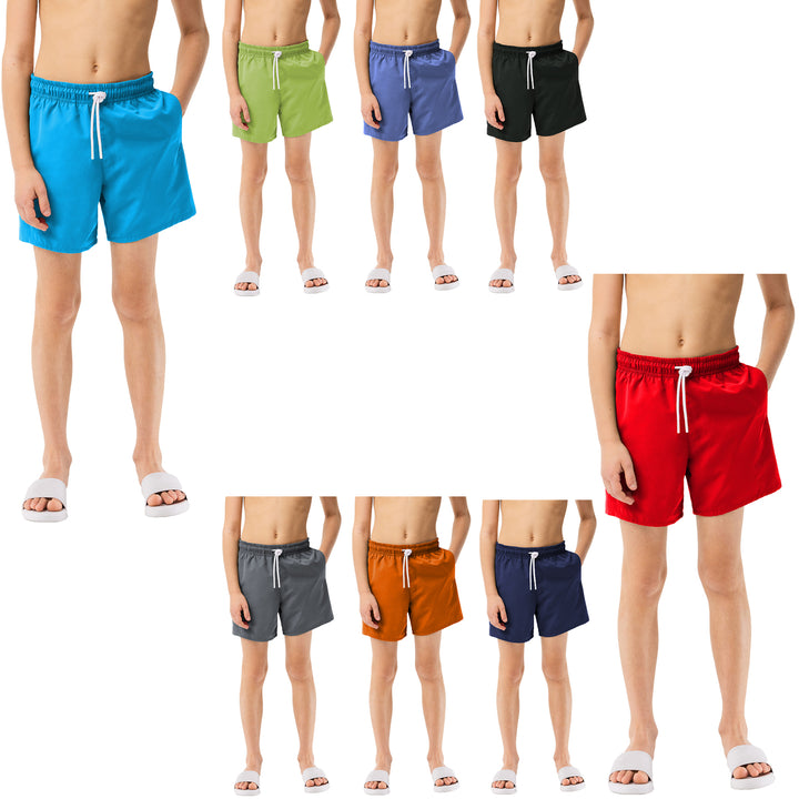 Boys Swim Trunks 4 Pack Quick Dry Lightweight Breathable Bathing Suits Image 11