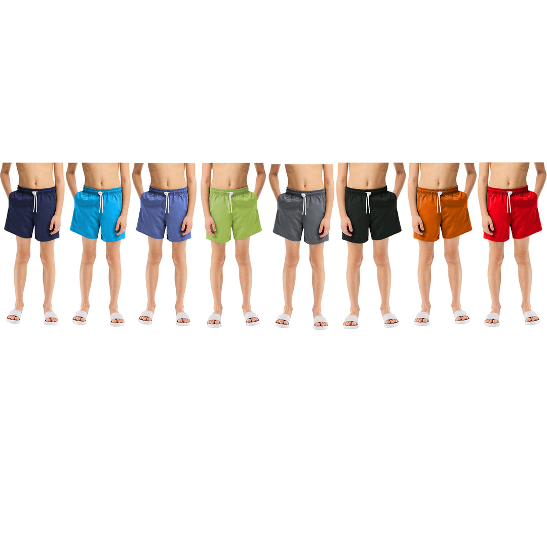 Boys Quick Dry Swim Trunk Shorts 6-Pack Lightweight Breathable Summer Swimwear Image 3