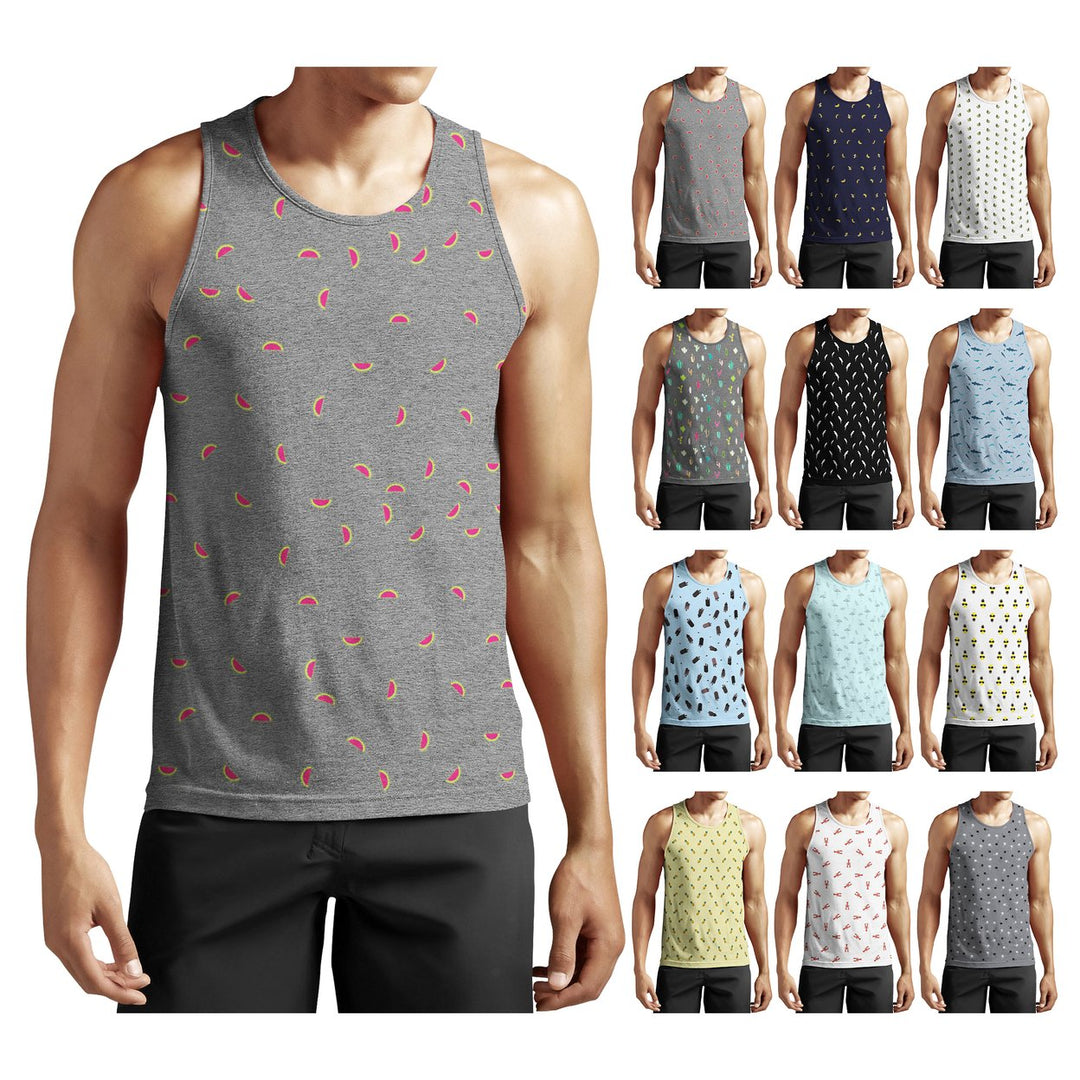 Mens Muscle Active Crew Neck Tank Tops Quick Dry Moisture Wicking 5-Pack Image 1