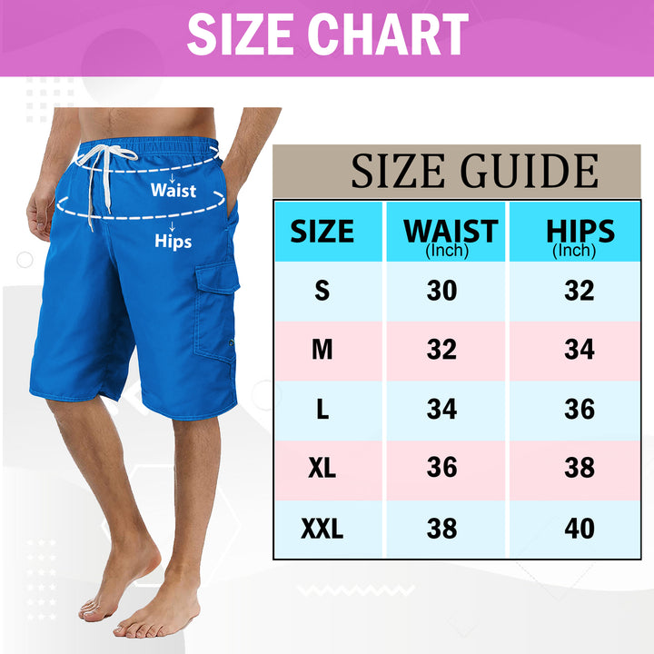 1-Pack Mens Quick Dry Cargo Swim Trunks Beachwear with Pockets Solid Flex Board Shorts Image 7