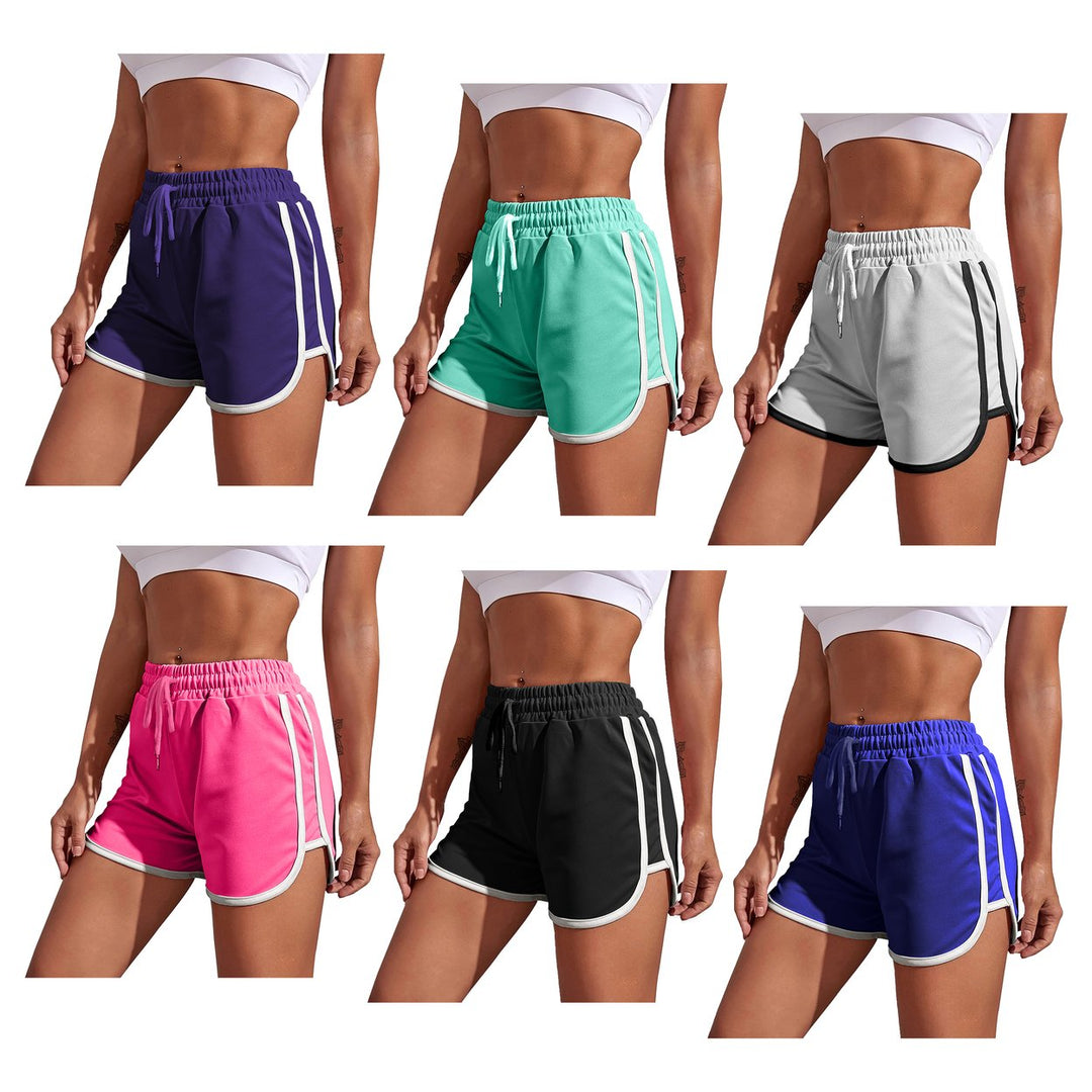 2-Piece Womens Dolphin Shorts Soft Comfy Elastic Waist Running Athletic Workout Yoga Pants Image 1