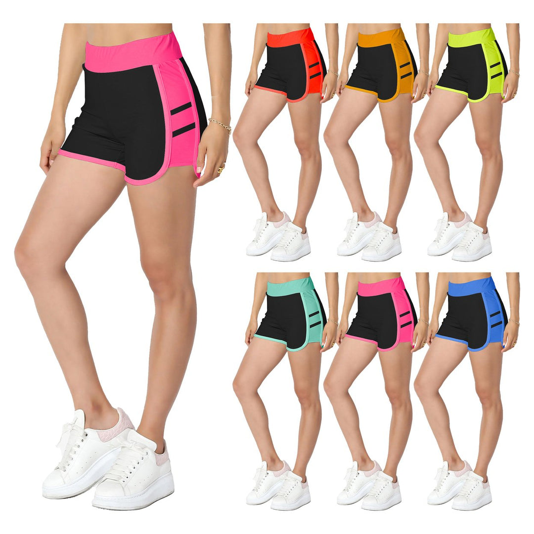 2-Pack Womens Athletic Summer Yoga Gym Running Dolphin Breathable Fitness Shorts Image 3