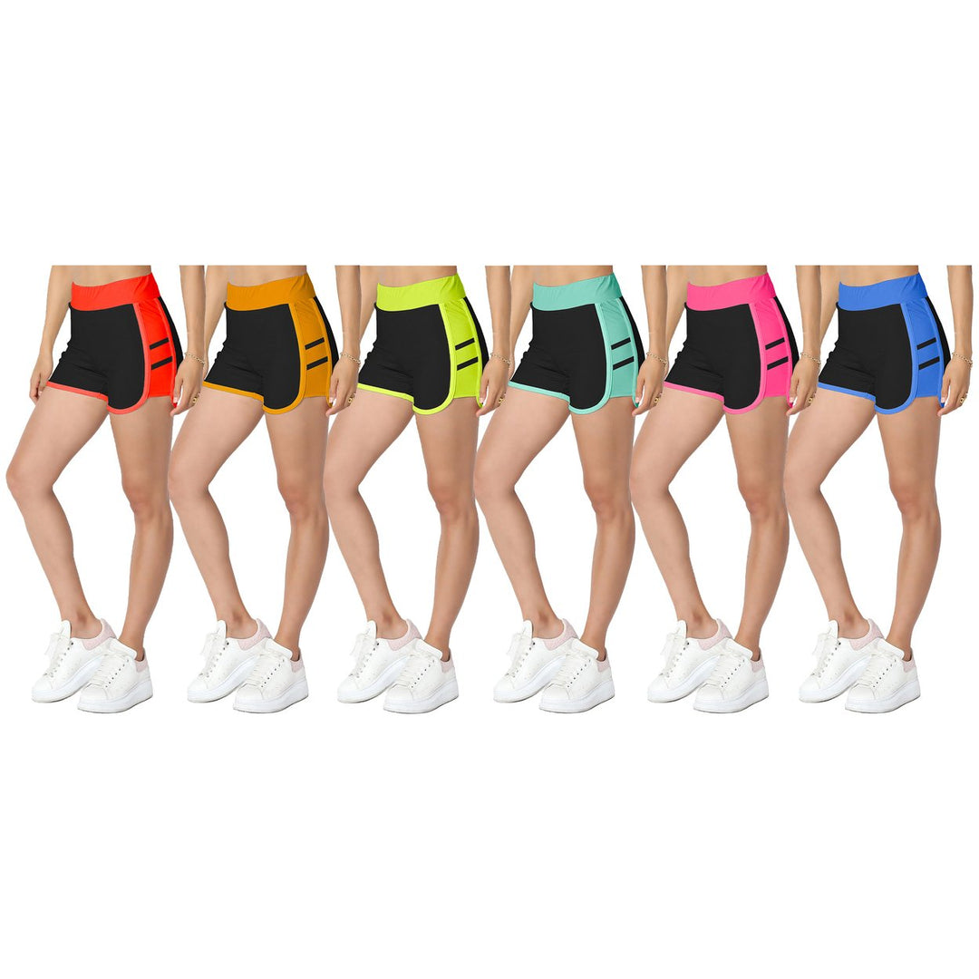 5-Pack Womens Athletic Summer Yoga Gym Running Dolphin Breathable Fitness Shorts Image 4