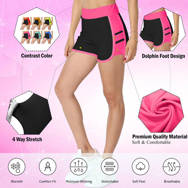 6-Pack Womens Athletic Summer Yoga Gym Running Dolphin Breathable Fitness Shorts Image 8