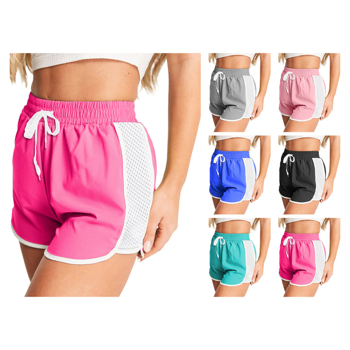 3-Pack Womens Active Performance Shorts Mesh Patchwork Quick-Dry Yoga Gym Image 1