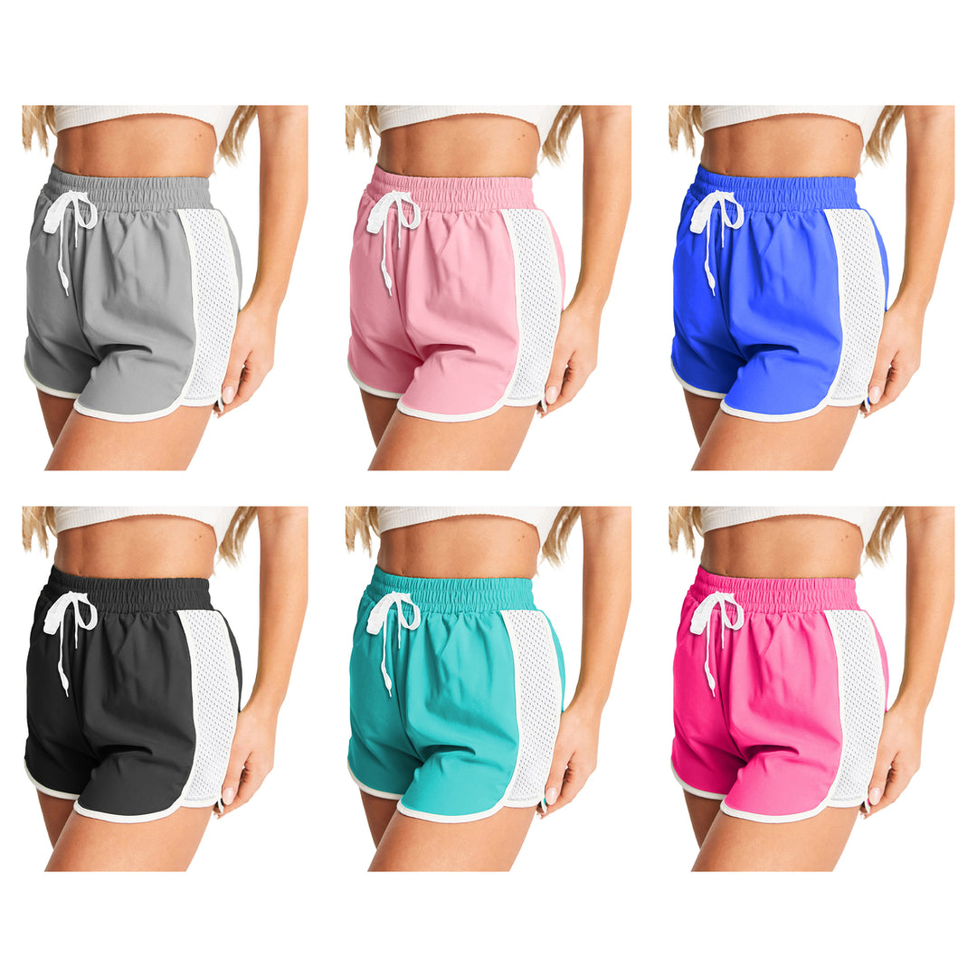 Womens Active Workout Shorts Mesh Patchwork Flexible Quick-Dry Lightweight Gym Image 4