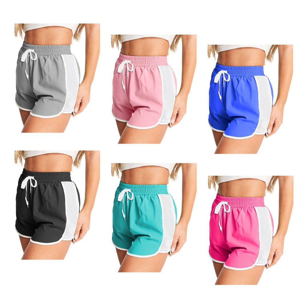 3-Pack Womens Active Performance Shorts Mesh Patchwork Quick-Dry Yoga Gym Image 4