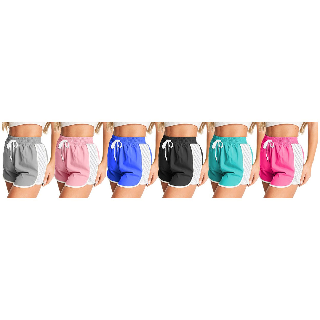 4-Pack Womens Active Workout Shorts with Mesh Patchwork Flexible Quick-Dry Image 1