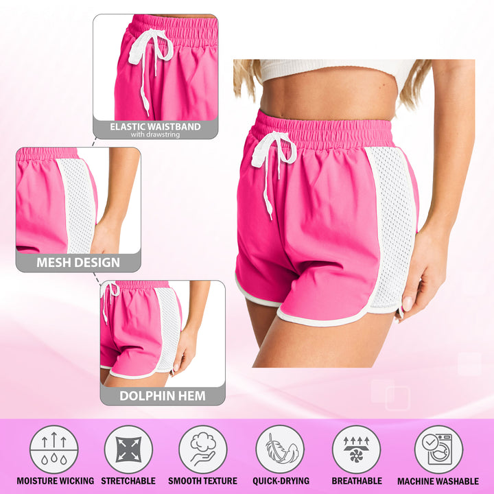 Womens Active Flexible Workout Shorts 2-Piece Set Mesh Patchwork Quick-Dry Image 8