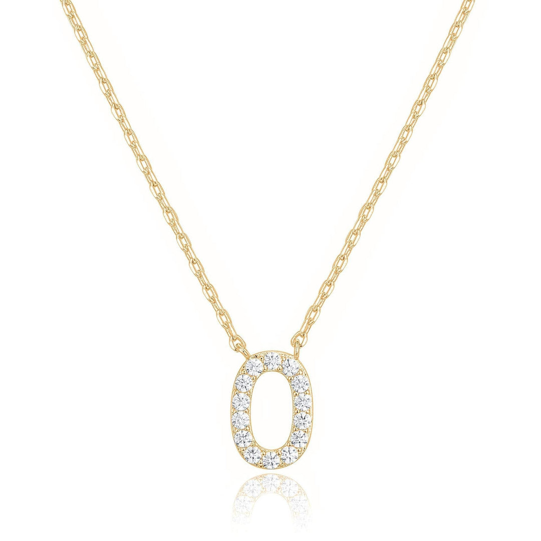 14k Yellow Gold Plated Created White Sapphire Initial O Pendant Necklace Image 1