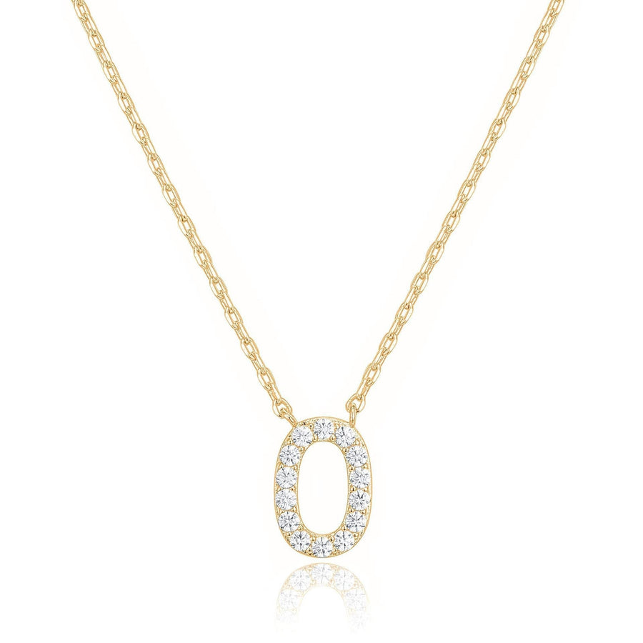 14k Yellow Gold Plated Created White Sapphire Initial O Pendant Necklace Image 1