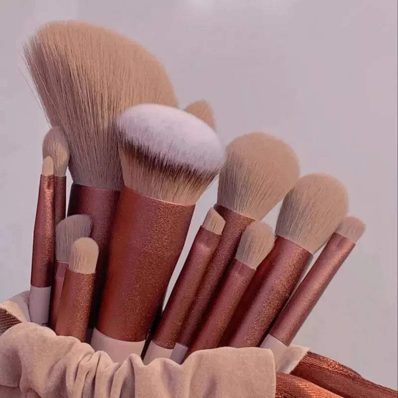 13 PCS Makeup Brushes Set EyeShadow Foundation Cosmetic Brush Blush Tool Bag Image 1