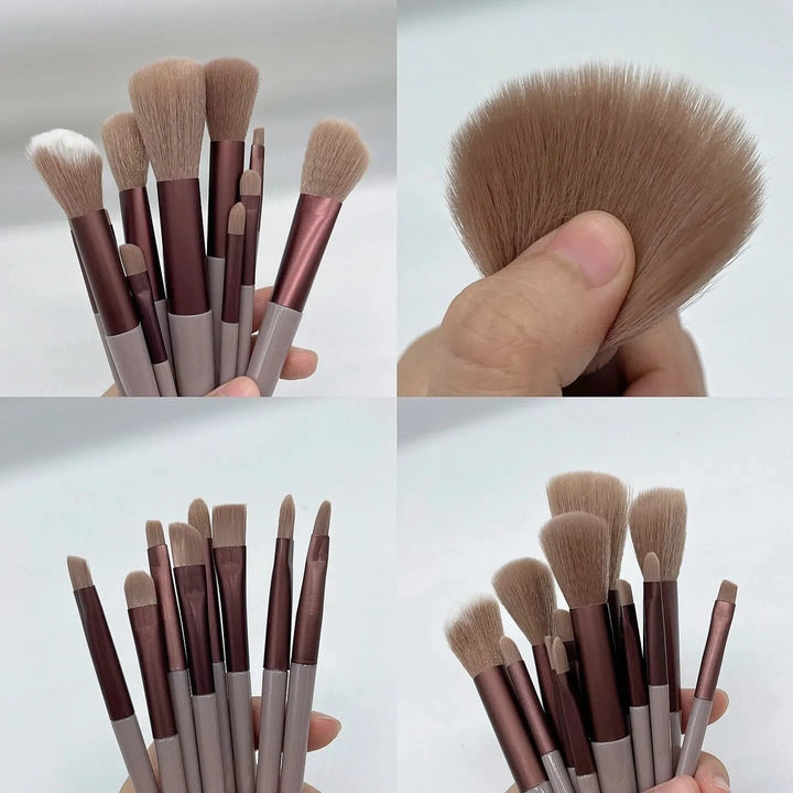 13 PCS Makeup Brushes Set EyeShadow Foundation Cosmetic Brush Blush Tool Bag Image 4