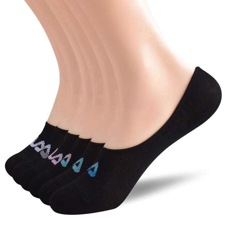 FILA Womens No Show Sneaker Liner Socks Black Neon 6 Pack One Size 6.5-10 Image 1