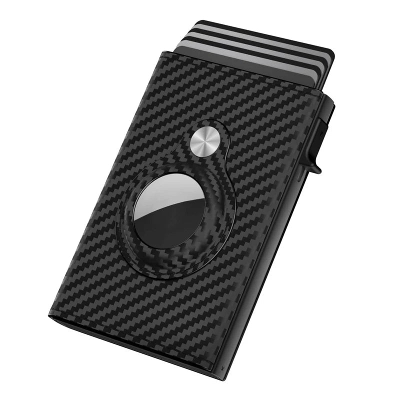 Carbon Fiber RFID ID Credit Card Holder for Airtag Walllet Mini Cards Purse Image 11