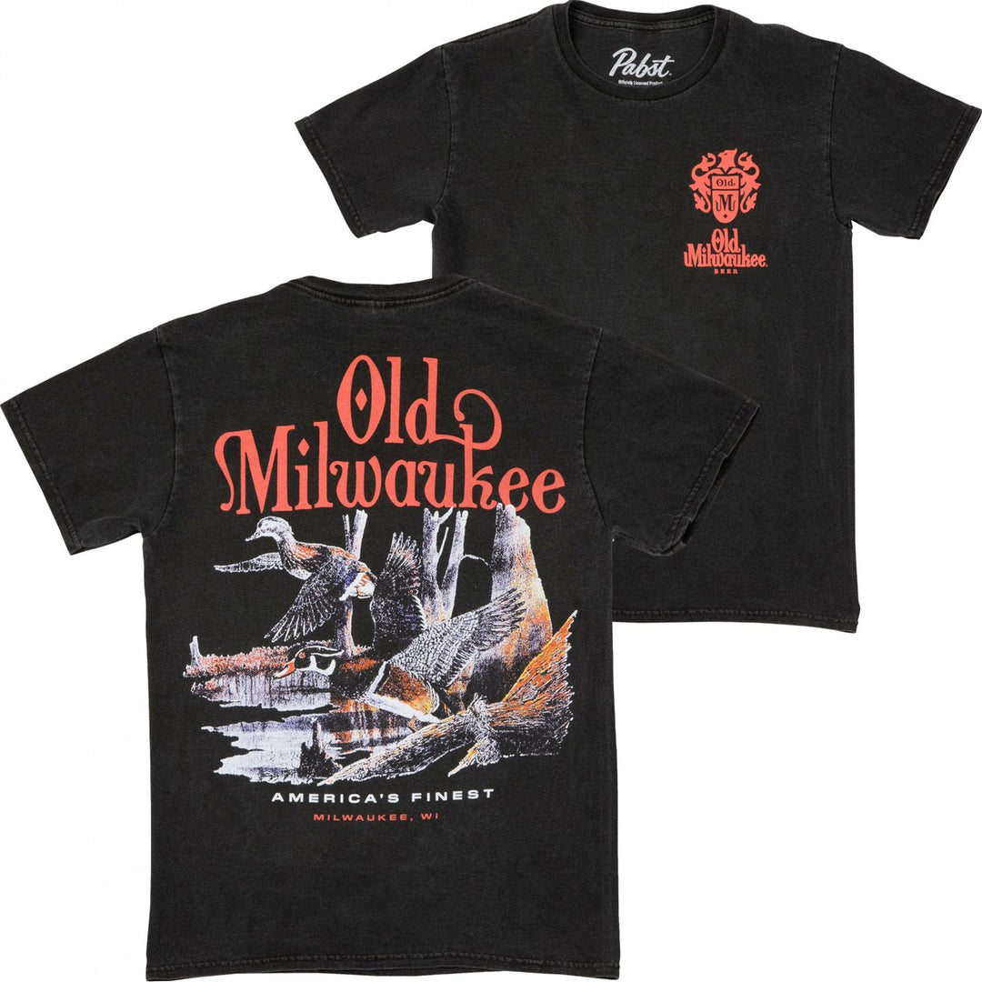 Old Milwaukee Ducks Front and Back Print T-Shirt Image 1