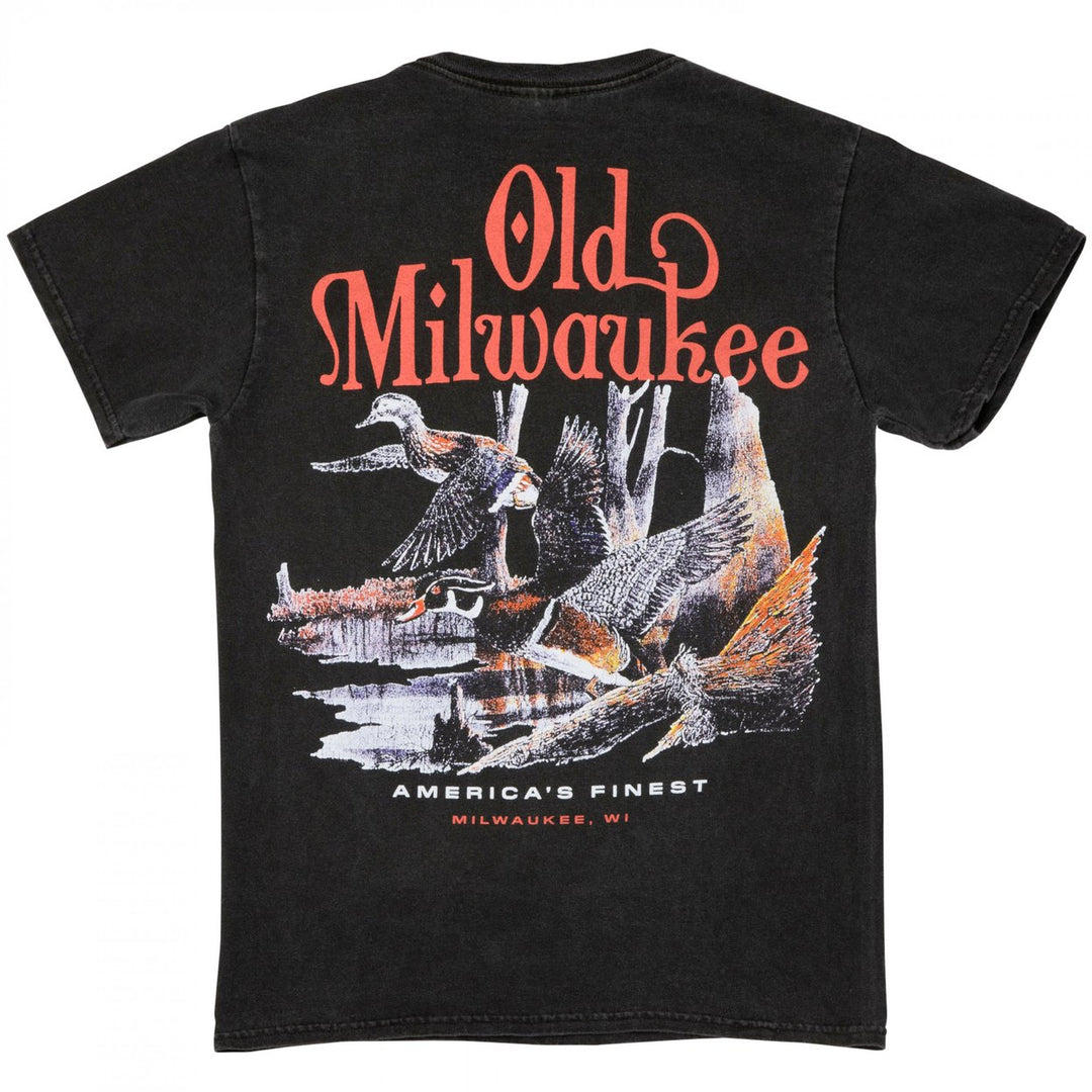 Old Milwaukee Ducks Front and Back Print T-Shirt Image 3