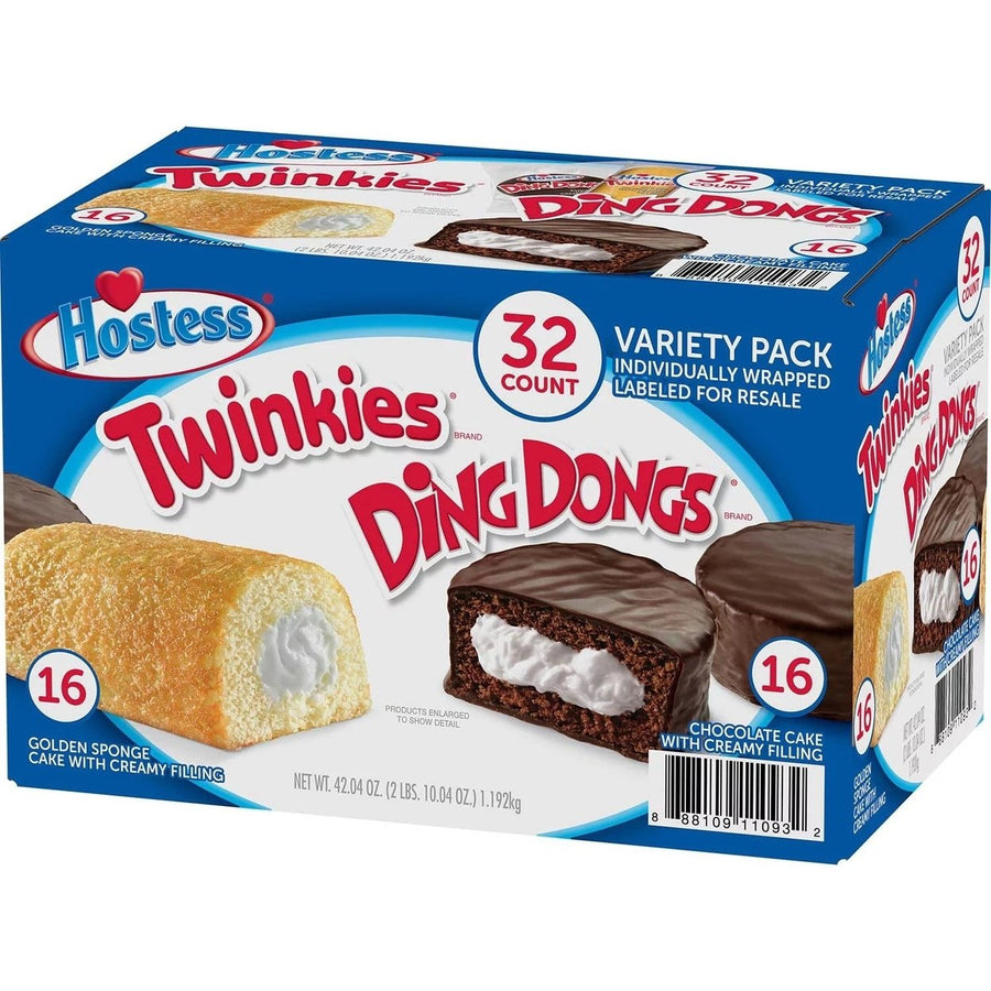 Hostess Twinkies and Ding Dongs Variety Pack 1.3 Ounce (Pack of 32) Image 1