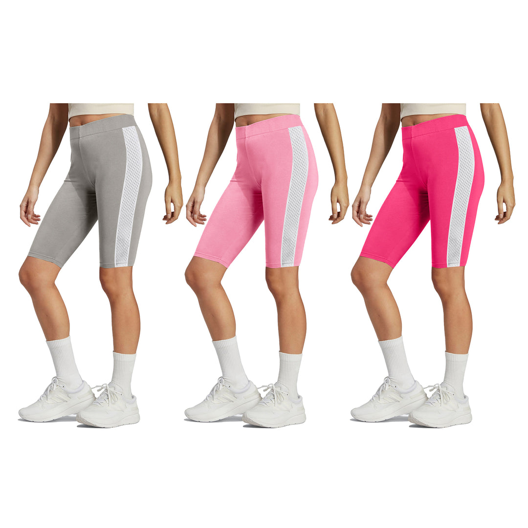 4-Pack Womens High-Waist Biker Shorts 4-Way Stretch Mesh Breathable Activewear Image 4