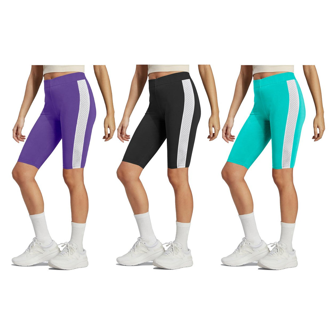 4-Pack Womens High-Waist Biker Shorts 4-Way Stretch Mesh Breathable Activewear Image 4