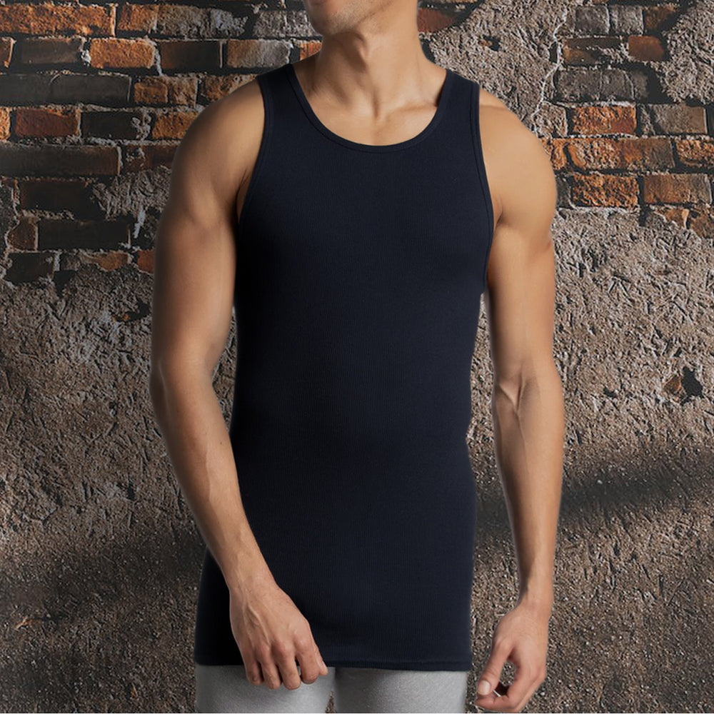 Mens Slim-Fit Cotton Ribbed Tank Tops 2-Pack Summer Soft Casual Wear Various Colors Image 2