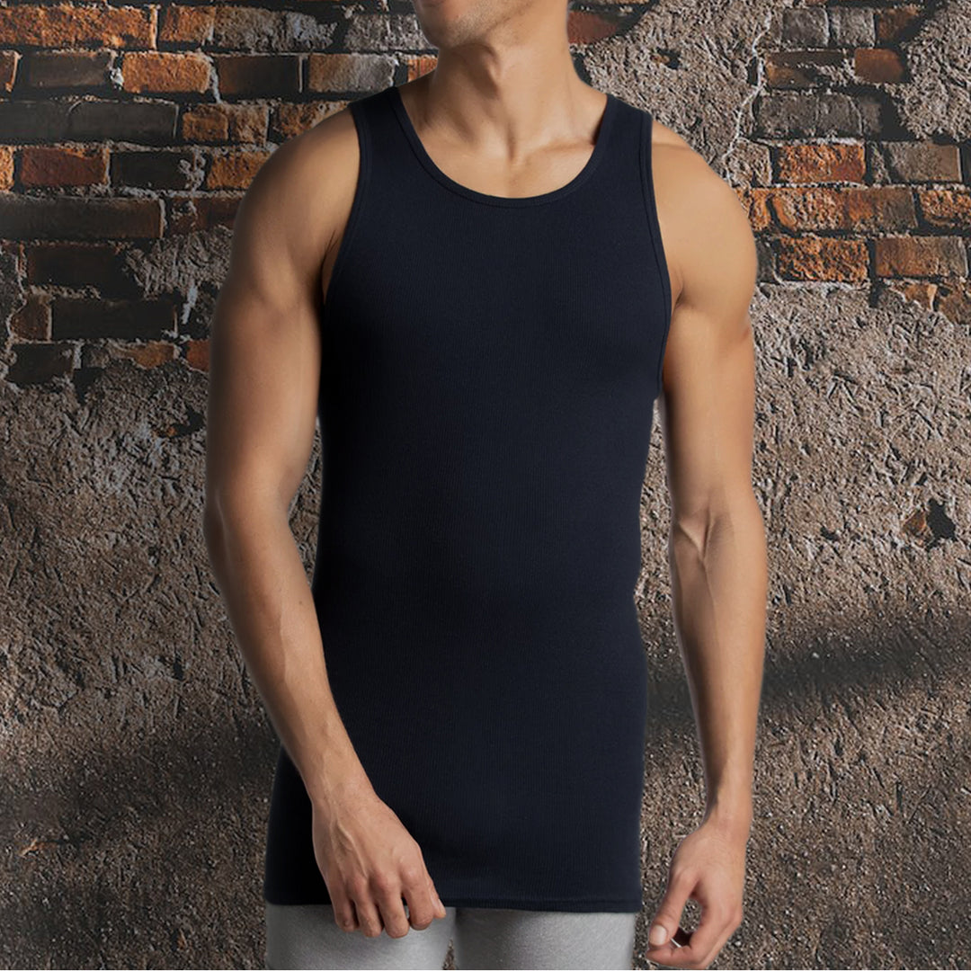 Mens Slim-Fit Cotton Summer Tank Tops 4-Pack Soft Ribbed Various Colors Sizes Image 2