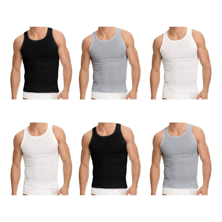 Mens Slim-Fit Cotton Ribbed Tank Tops 2-Pack Summer Soft Casual Wear Various Colors Image 11