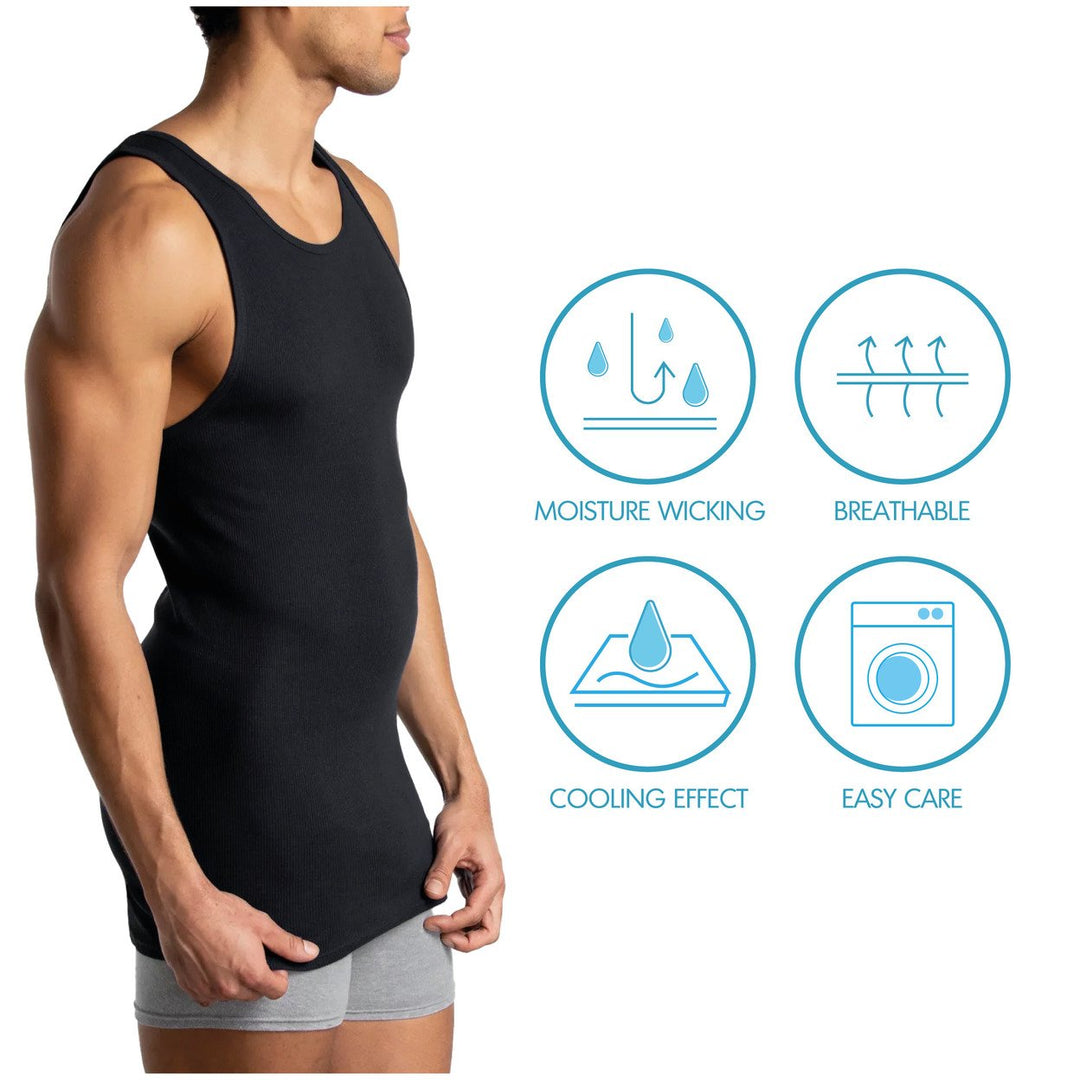 5-Pack Mens Slim-Fit Cotton Ribbed Summer Tank Tops Various Colors and Sizes Image 4