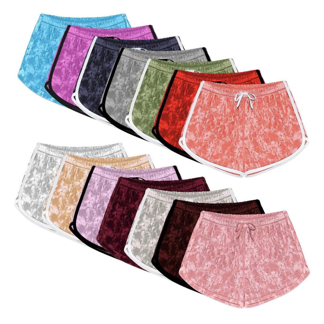 3-Pack Womens Velour Velvet Shorts with Drawstring Comfortable Soft Loungewear Image 1