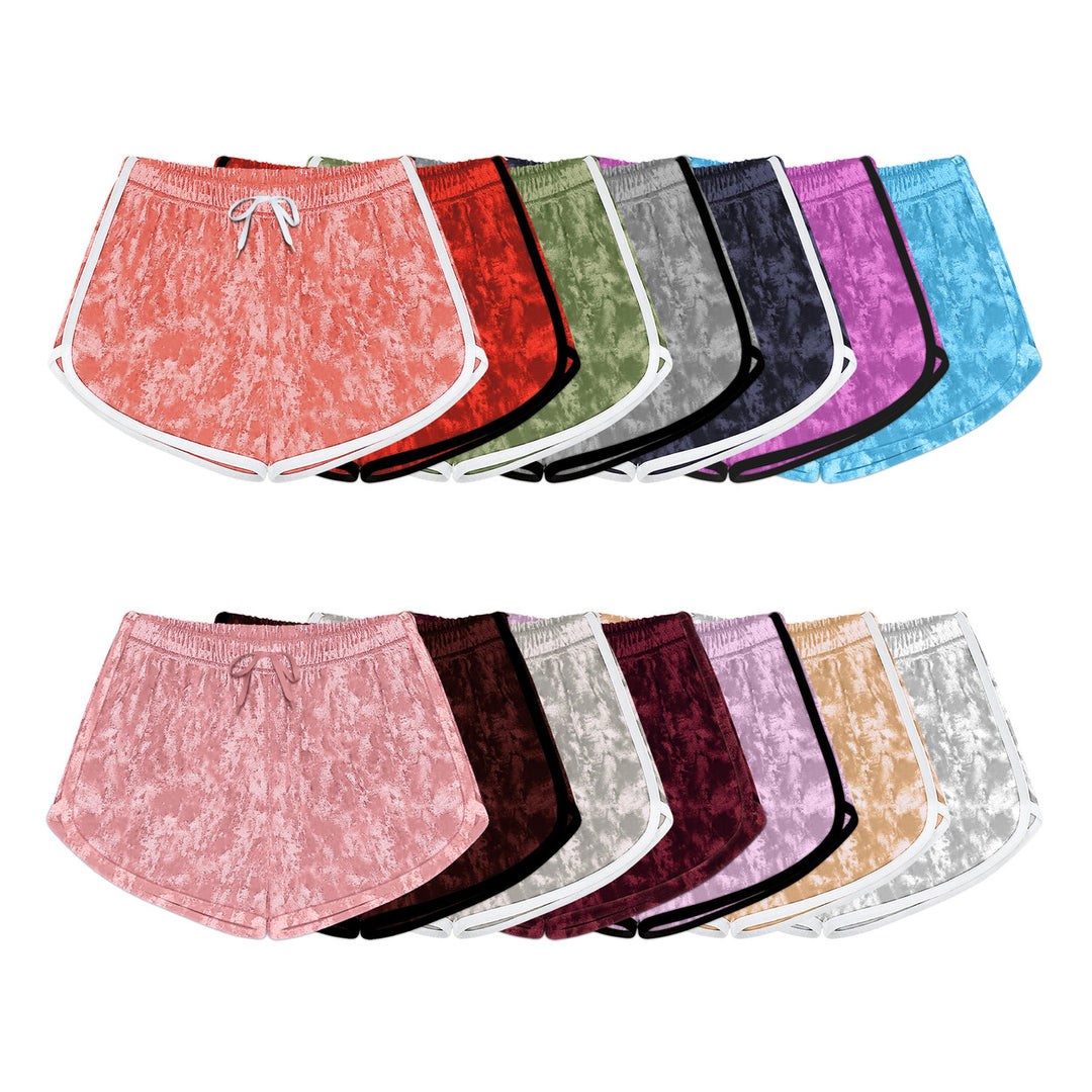 Womens Ultra-Soft Velour Velvet Shorts Drawstring Comfortable Solid Color 1-Pack Image 2