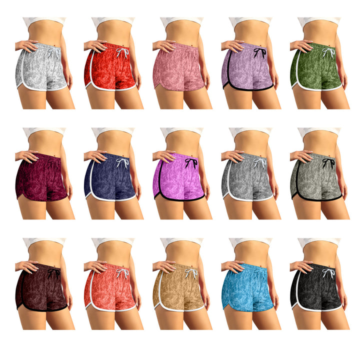 3-Pack Womens Velour Velvet Shorts with Drawstring Comfortable Soft Loungewear Image 4