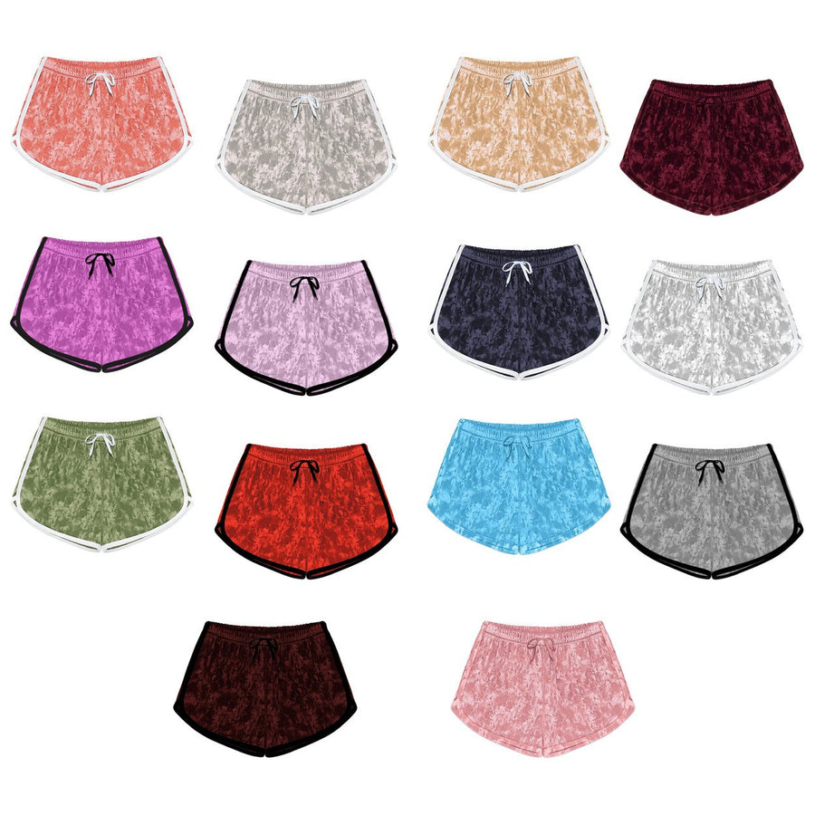 4-Pack Womens Ultra-Soft Breathable Comfortable Solid Velour Velvet Shorts with Drawstring Image 1