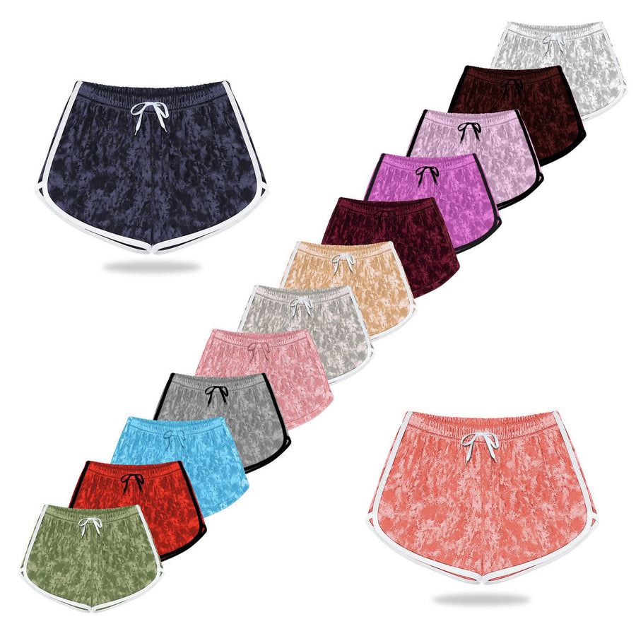 5-Pack Womens Ultra-Soft Breathable Comfortable Solid Velour Velvet Shorts with Drawstring Image 1