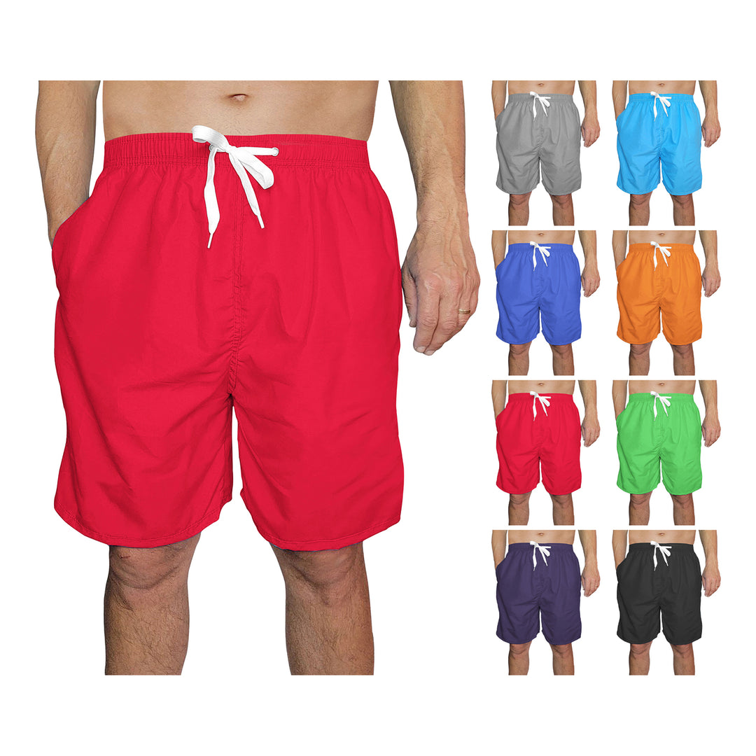 4-Pack Mens Quick Dry Swim Trunks with Pockets Solid Bathing Beachwear Flex Board Shorts Image 1