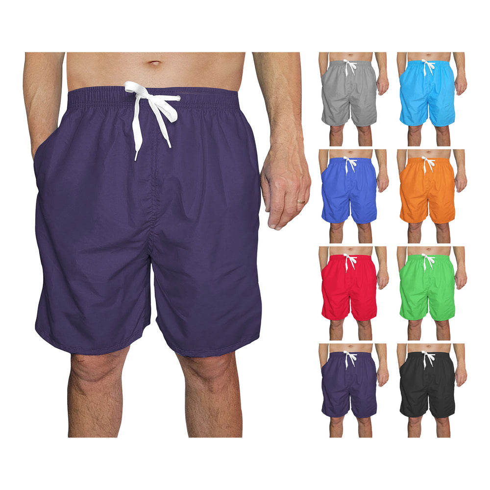 4-Pack Mens Quick Dry Swim Trunks with Pockets Solid Bathing Beachwear Flex Board Shorts Image 2