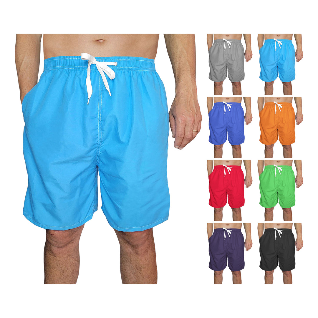 4-Pack Mens Quick Dry Swim Trunks with Pockets Solid Bathing Beachwear Flex Board Shorts Image 3