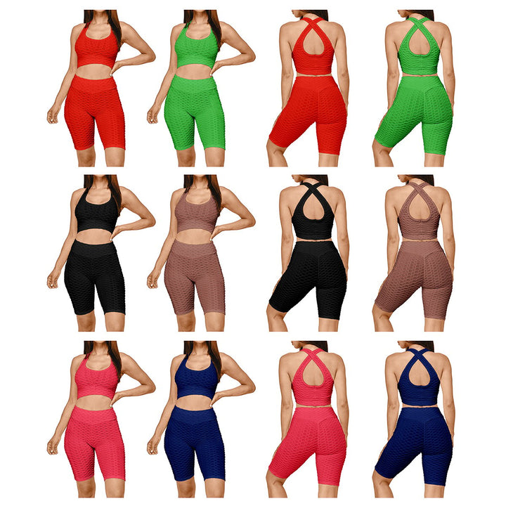 6-Piece Womens High Waisted Moisture-Wicking Anti Cellulite Activewear Workout Yoga Set Image 2