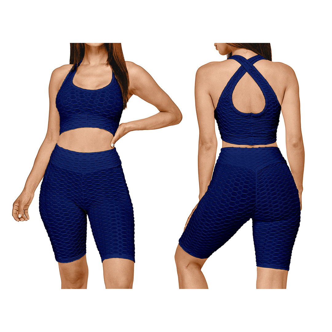 6-Piece Womens High Waisted Moisture-Wicking Anti Cellulite Activewear Workout Yoga Set Image 6