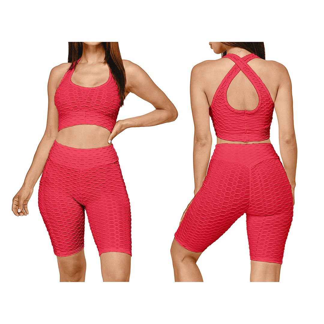 6-Piece Womens High Waisted Moisture-Wicking Anti Cellulite Activewear Workout Yoga Set Image 9