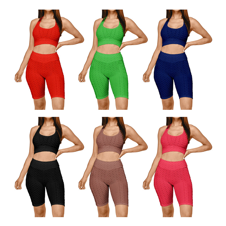 4-Pieces Womens High Waisted Moisture-Wicking Anti Cellulite Activewear Workout Yoga Set Image 1