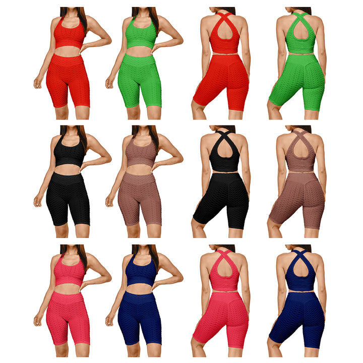 10-Piece Womens High Waisted Breathable Anti Cellulite Activewear Workout Yoga Set Image 3