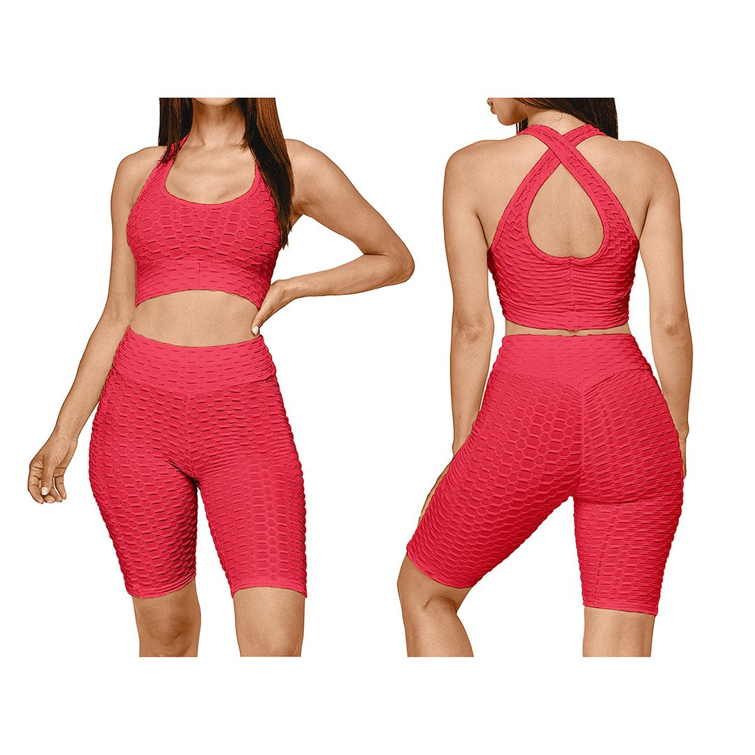 8-Piece Womens High Waisted Breathable Anti Cellulite Activewear Workout Yoga Set Image 9