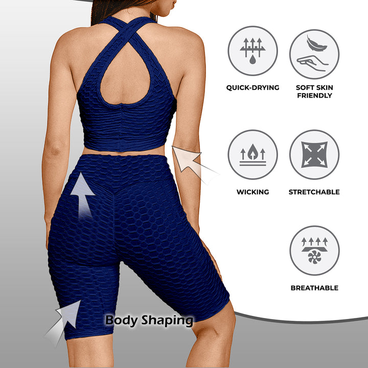 2/6-Pieces Womens High Waisted Breathable Anti Cellulite Activewear Workout Yoga Set Image 10