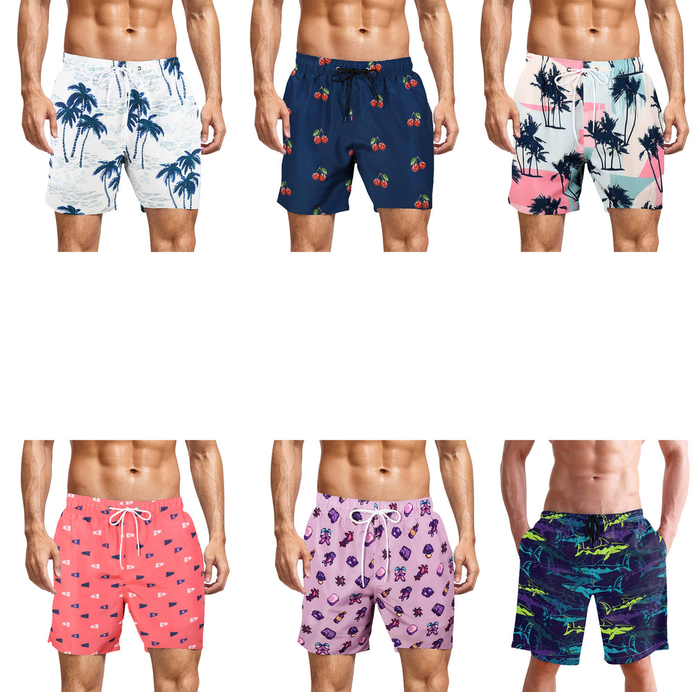 Mens Printed Swim Shorts with Pockets Quick Dry Beachwear Bathing Suits Board Trunks Image 2