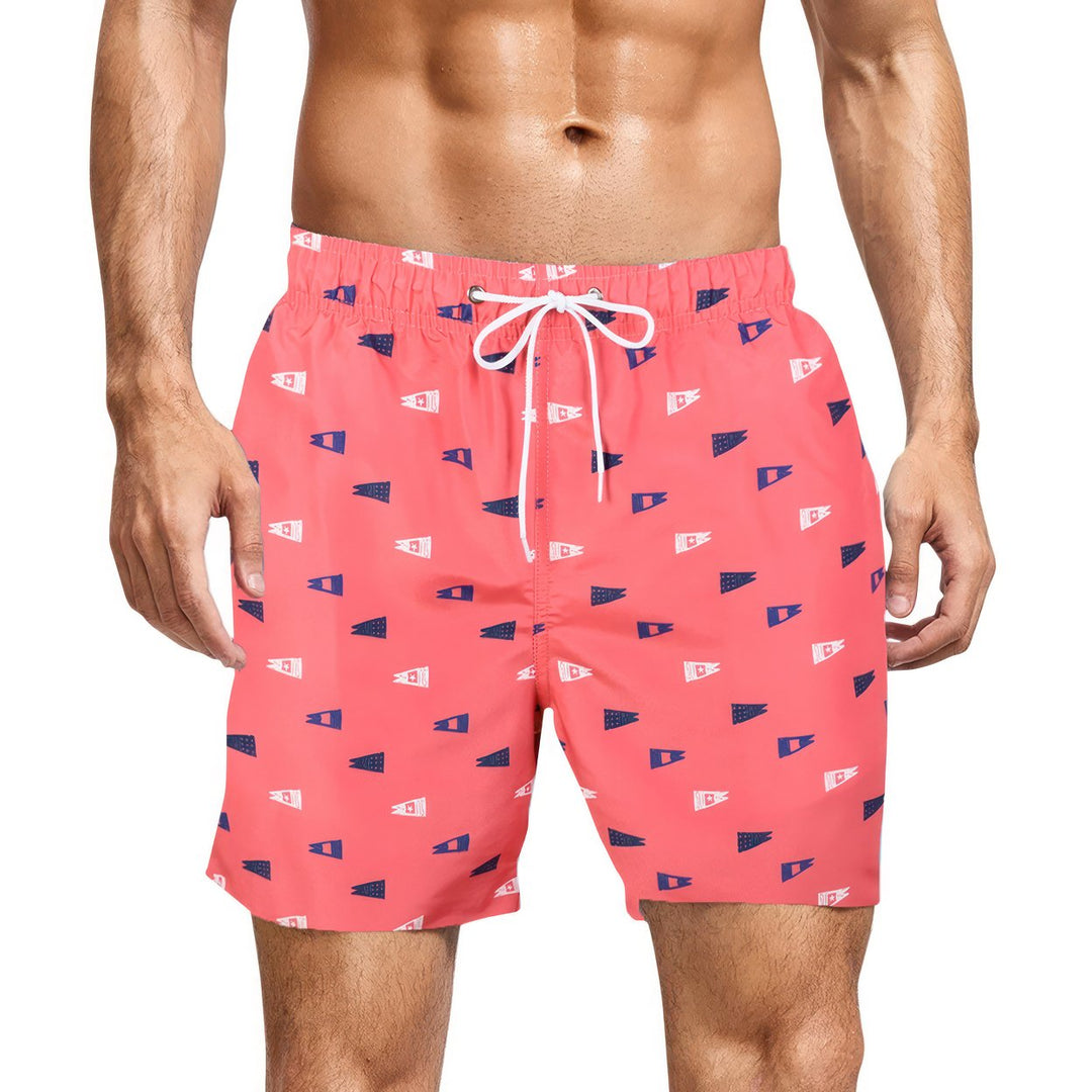 1-Pack Mens Printed Swim Shorts with Pockets Quick Dry Beachwear Bathing Suits Board Trunks Image 4