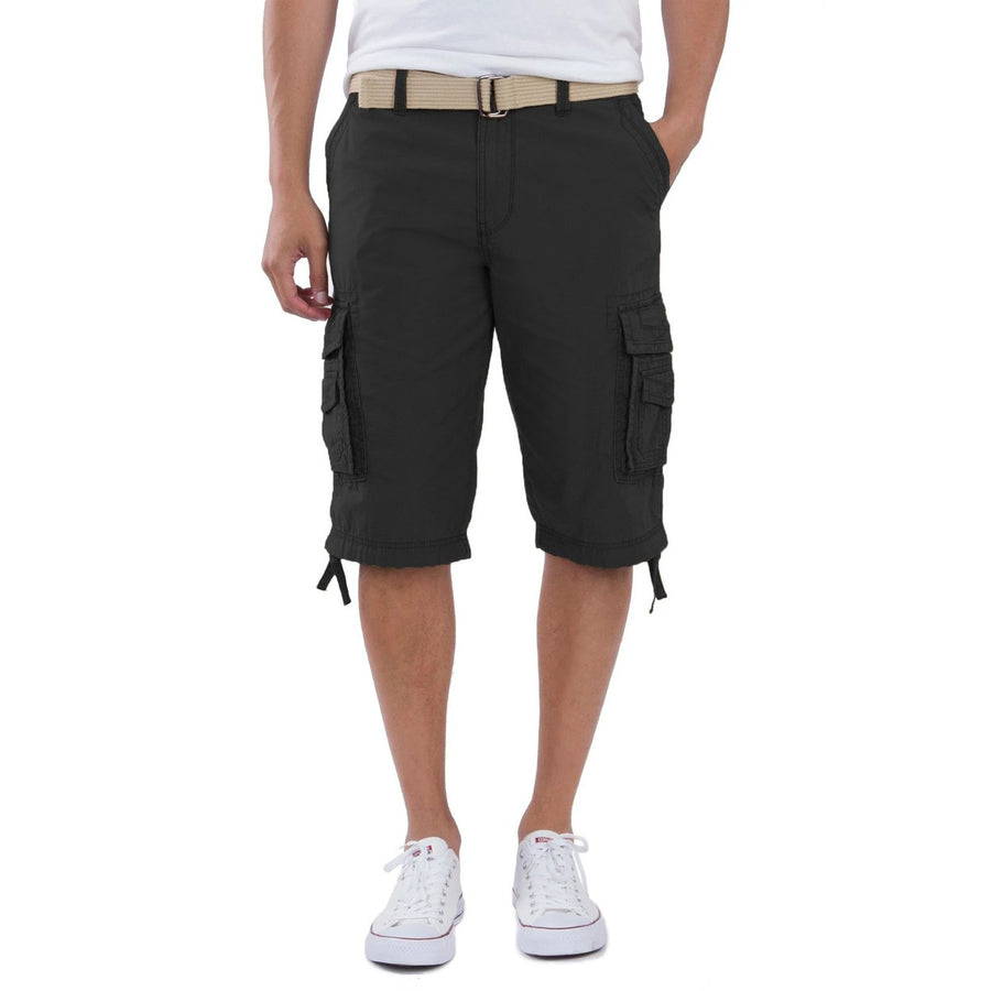 Mens Lightweight Cargo Shorts with Belt Multi-Pocket Outdoor Hiking Casual Wear Image 1