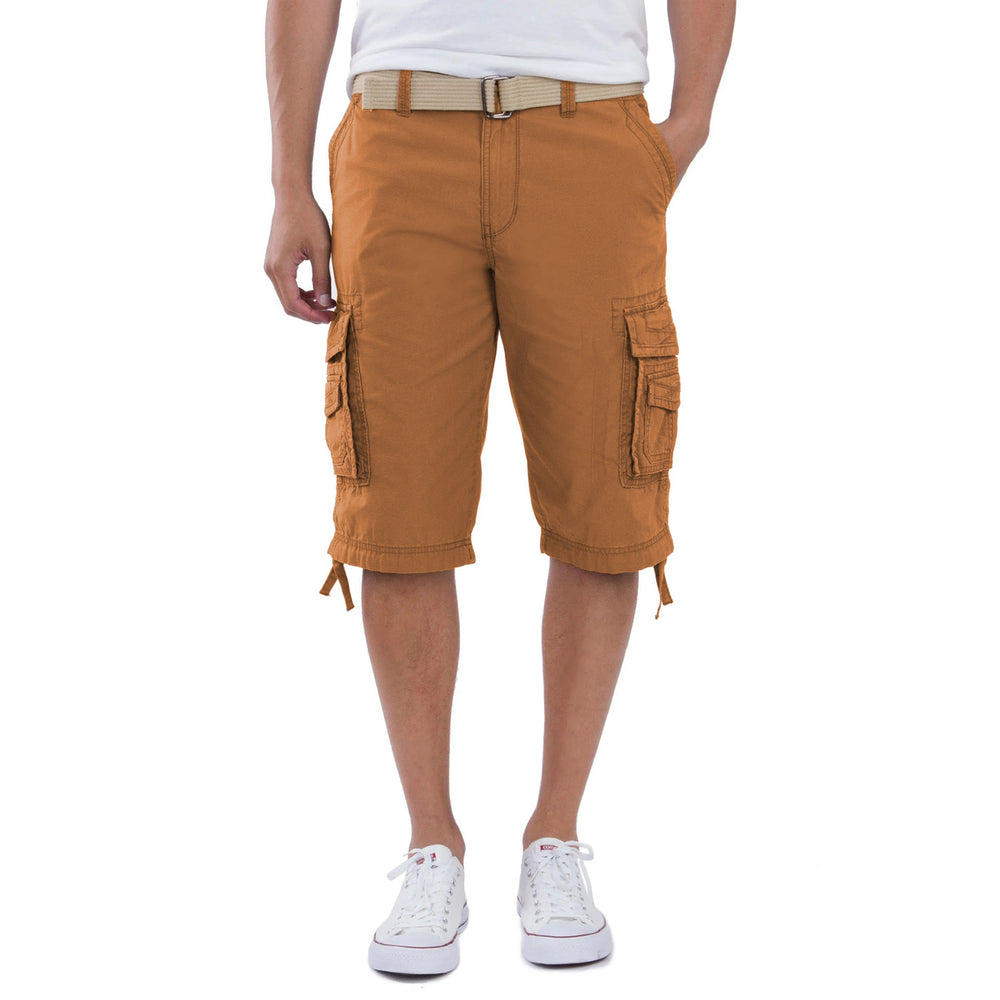 Mens Lightweight Cargo Utility Multi-Pocket Outdoor Hiking Casual Wear Shorts with Belt Image 2