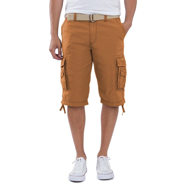 Mens Lightweight Cargo Shorts with Belt Multi-Pocket Outdoor Hiking Casual Wear Image 2