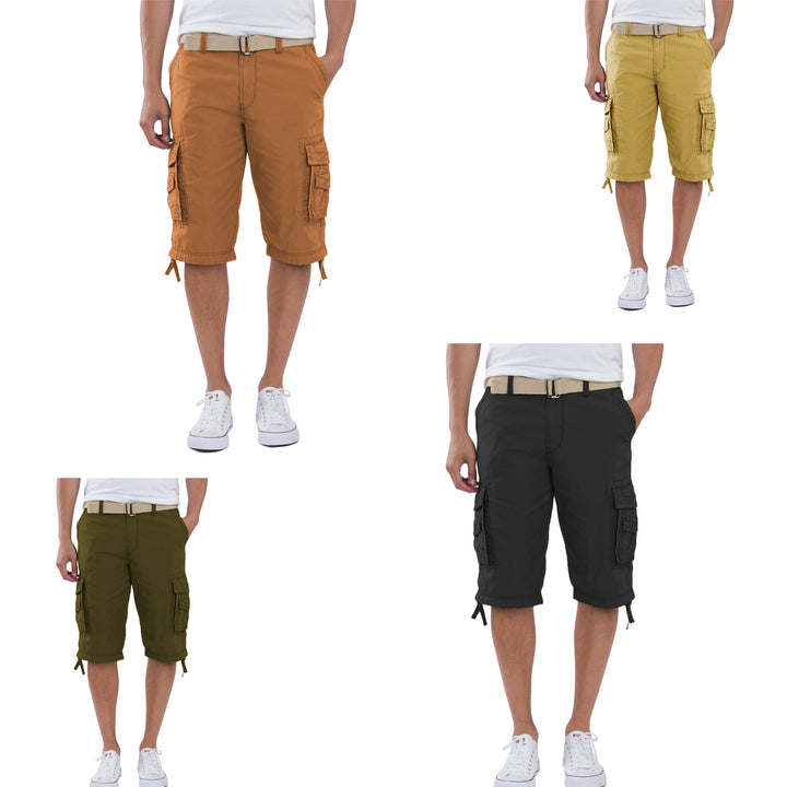 Mens Lightweight Cargo Shorts with Belt Multi-Pocket Outdoor Hiking Casual Wear Image 6